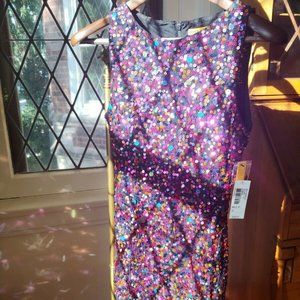 NWT Alice + Olivia Sequin Dress 0 Pink Multicolor Sleeveless | MSRP $711